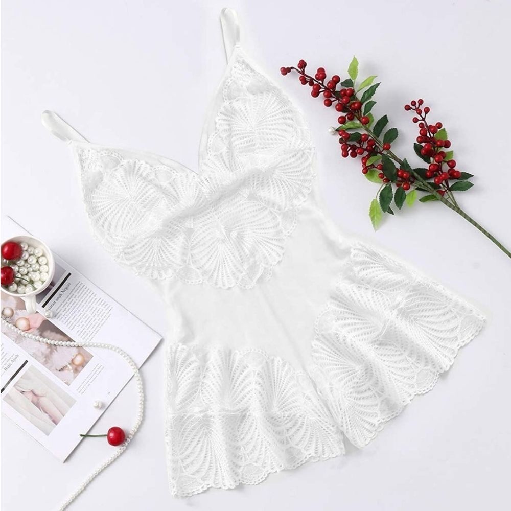 Sexy One Piece Floral Lace Mini Teddy Nightwear Bo - Picture 4 of 5
